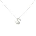 K18WG イニシャルS ダイヤモンド ネックレス 0.04CT【中古】