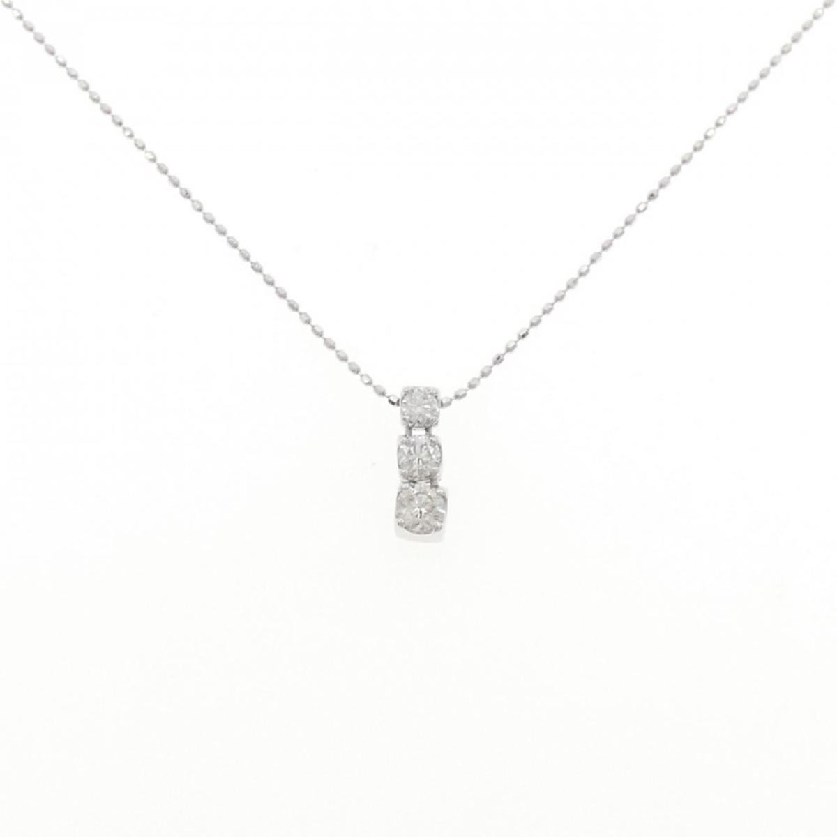 【KOMEHYO】 K18WG スリーストーン ダイヤモンド ネックレス 0.30CT【中古】 【コメ兵】