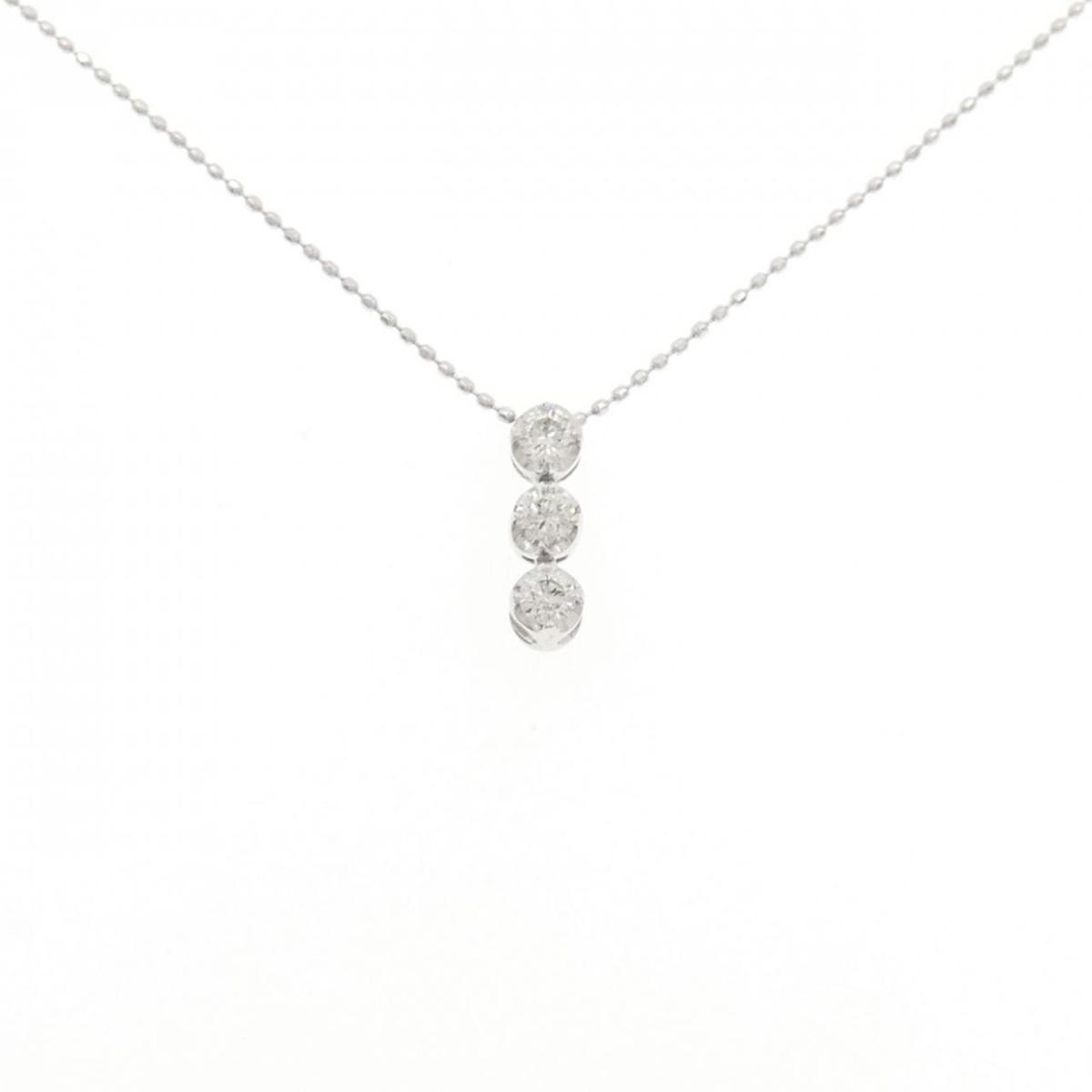 【KOMEHYO】 K18WG スリーストーン ダイヤモンド ネックレス 0.25CT【中古】 【コメ兵】