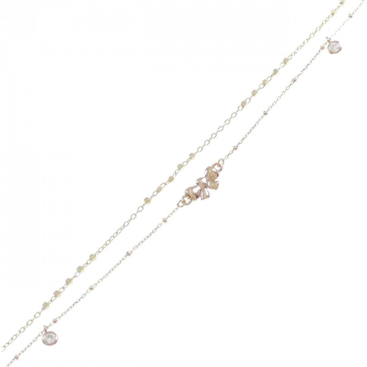 585YG/585PG リボン キュービック アンクレット【中古】