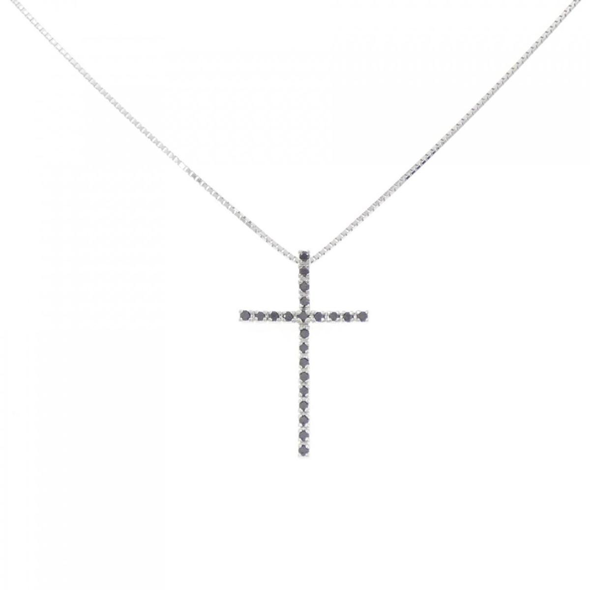 【KOMEHYO】 K18WG クロス ダイヤモンド ネックレス 0.15CT【中古】 【コメ兵】