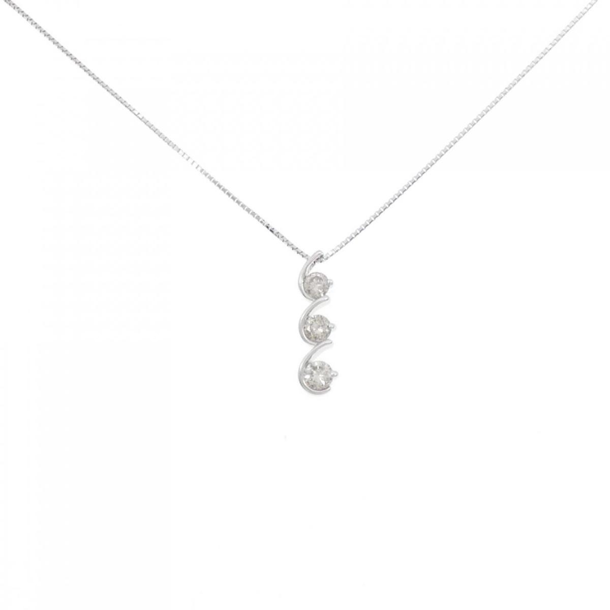 【KOMEHYO】 K18WG スリーストーン ダイヤモンド ネックレス 0.48CT【中古】 【コメ兵】