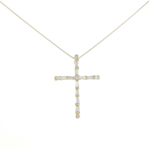 750YG/K18YG クロス ダイヤモンド ネックレス【中古】 750YG/K18YG クロス ダイヤモンド ネックレス【中古】