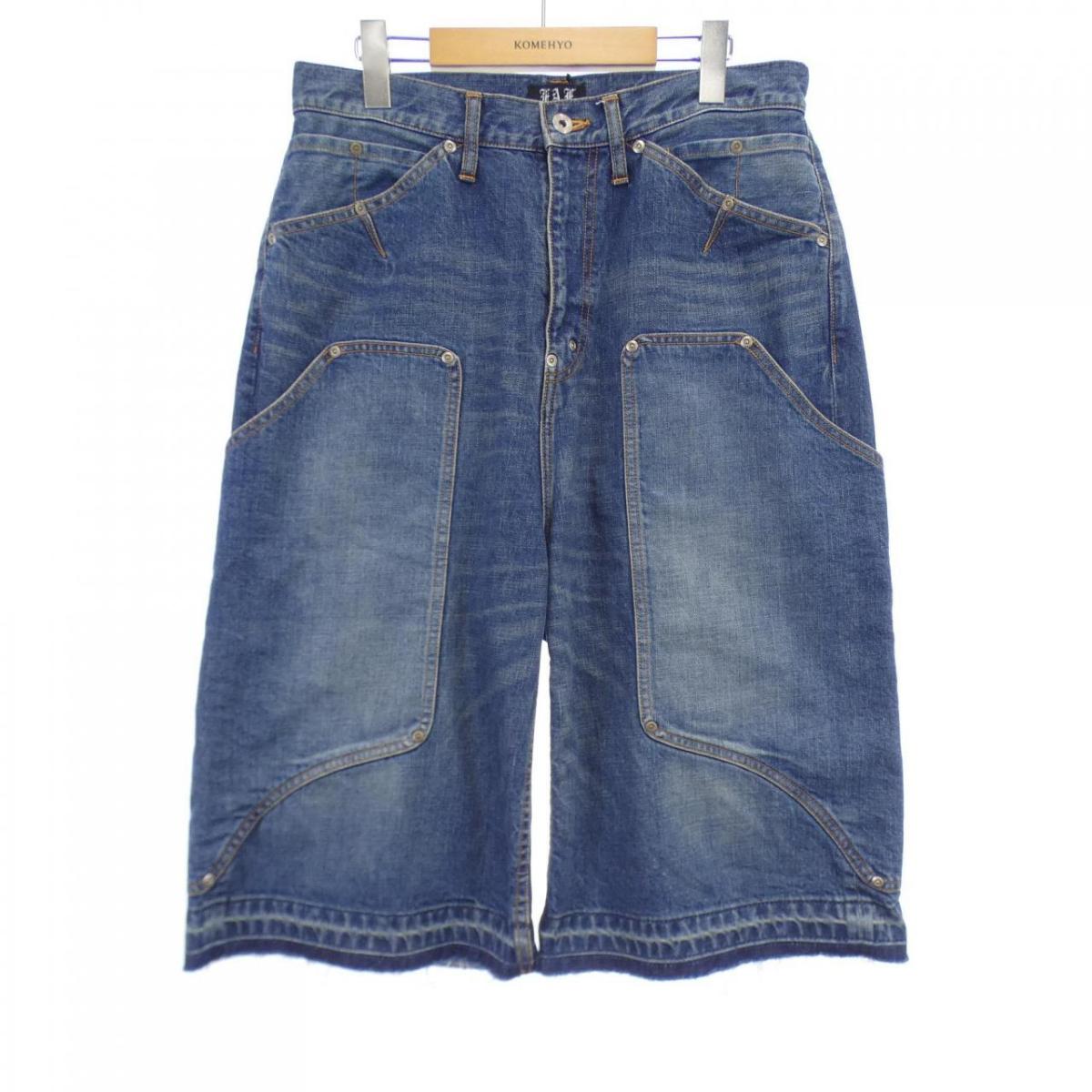 パンツ RAF SIMONS23ss STUDS WIDE DENIM SHORTS Buy Raf Simons Wide Leg Denim Shorts 'Burgundy' - 221 M243