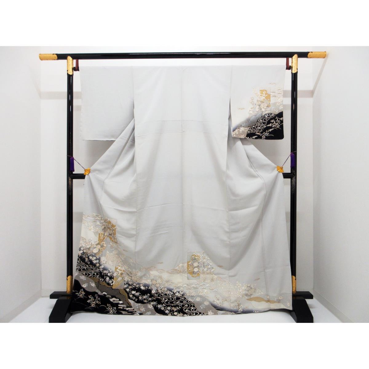 【未使用品】訪問着 友禅金彩加工 刺繍入り 身幅L寸【中古】