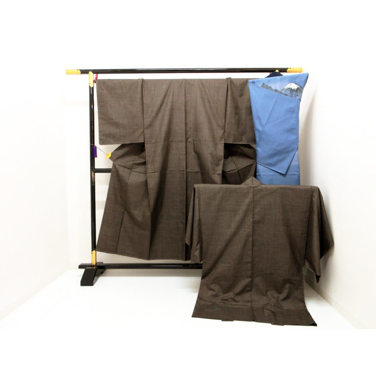 【未使用品】男物 100山 きもの・羽織・長襦袢 3点セット【大島紬】【中古】