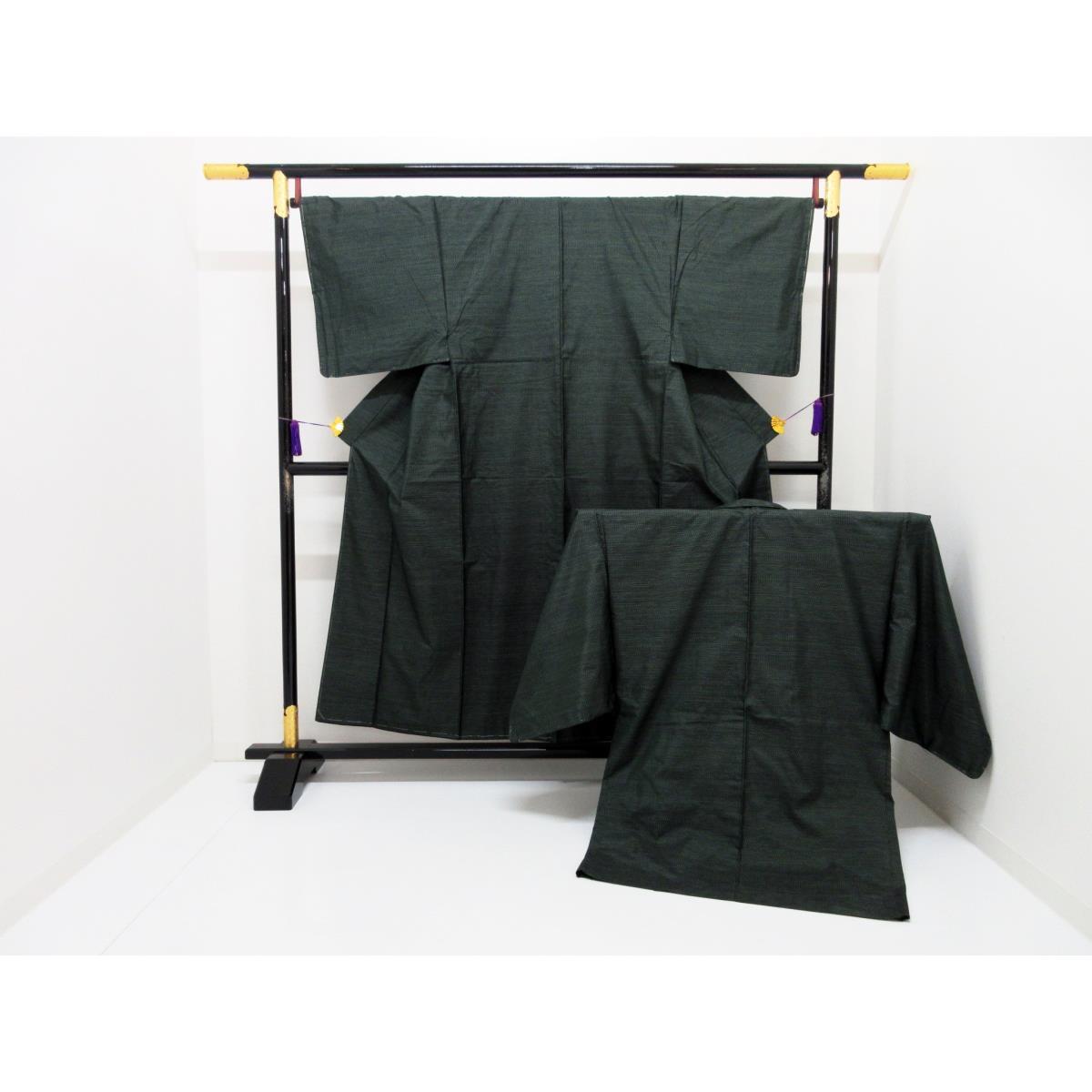 【未使用品】男物 きもの・羽織 2点セット【横双大島紬】【中古】