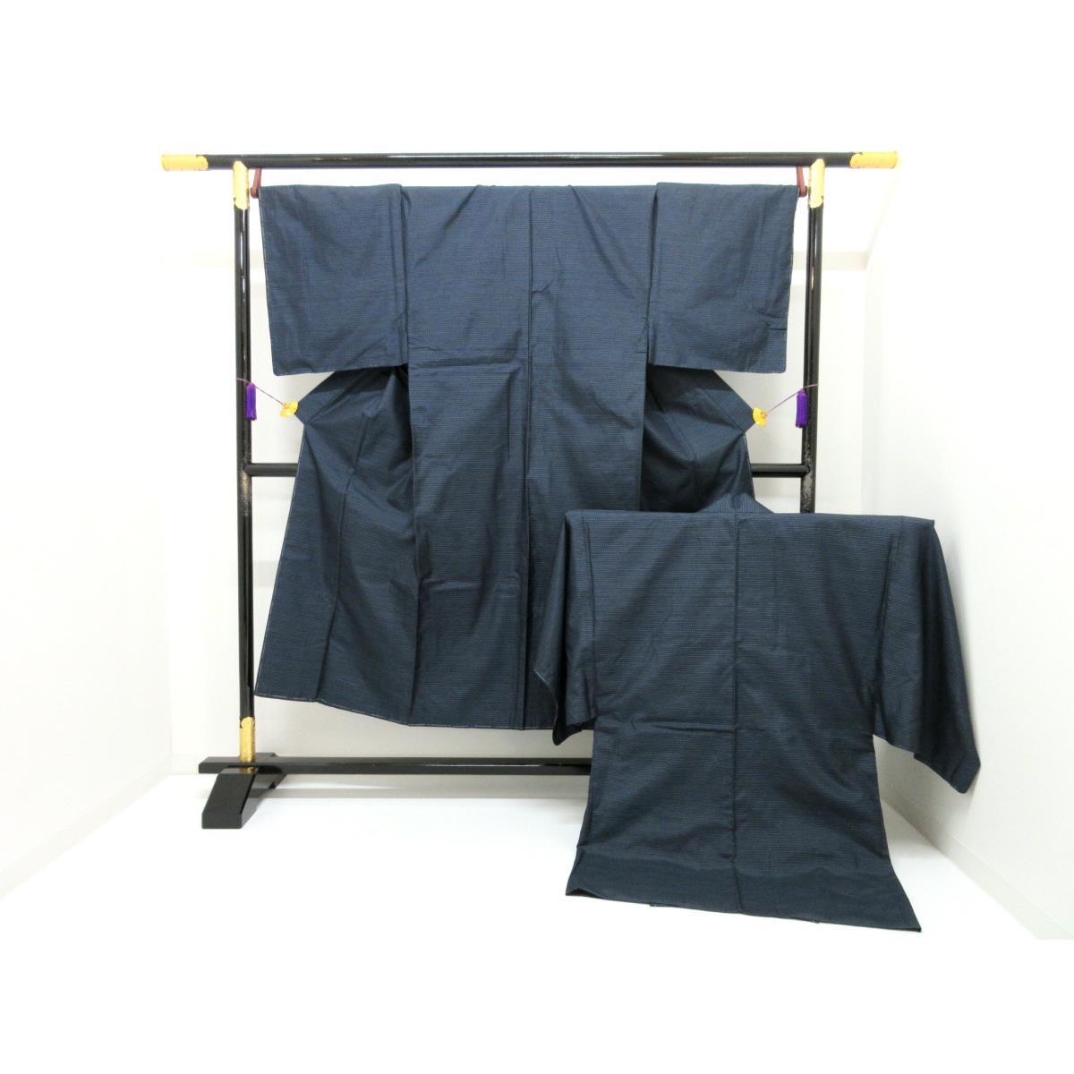 【未使用品】男物 きもの・羽織 2点セット【横双大島紬】【中古】