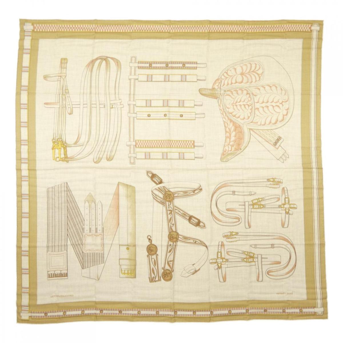 エルメス HERMES LETTRES EQUESTRES H244039S カレジェアン140 ショール【中古】(4)