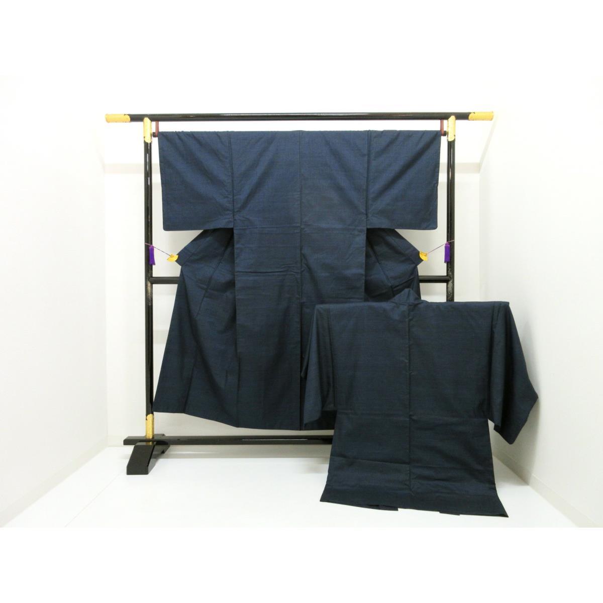 男物 本場奄美大島紬 証紙付 100山 きもの・羽織 2点セット【中古】