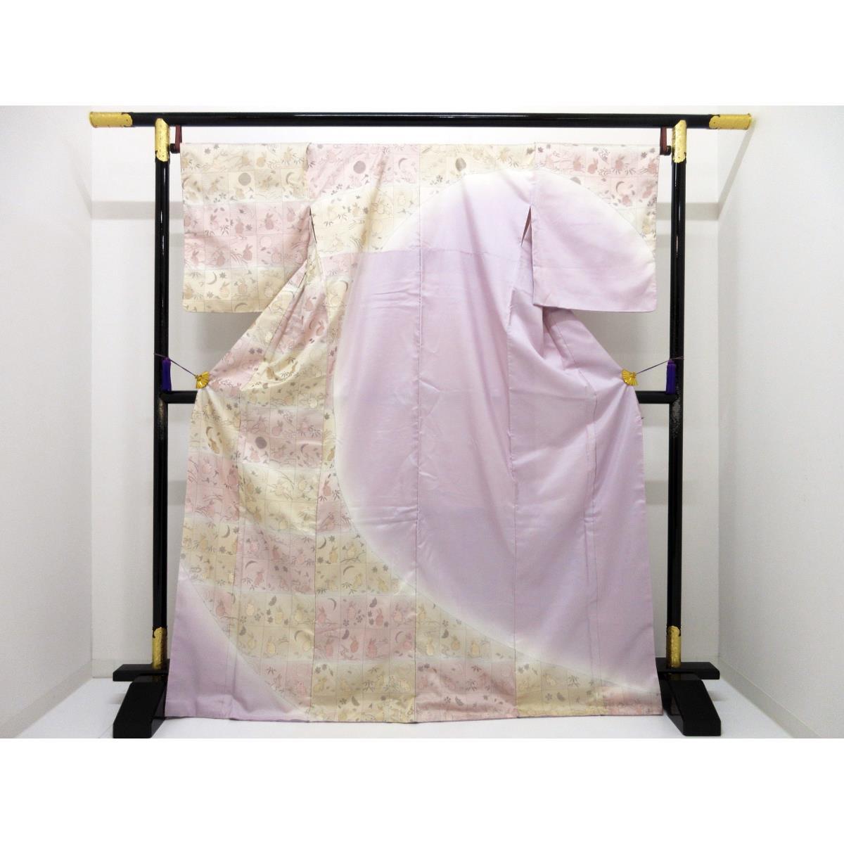 紬【縞大島紬】 刺繍加工ボカシ染【中古】