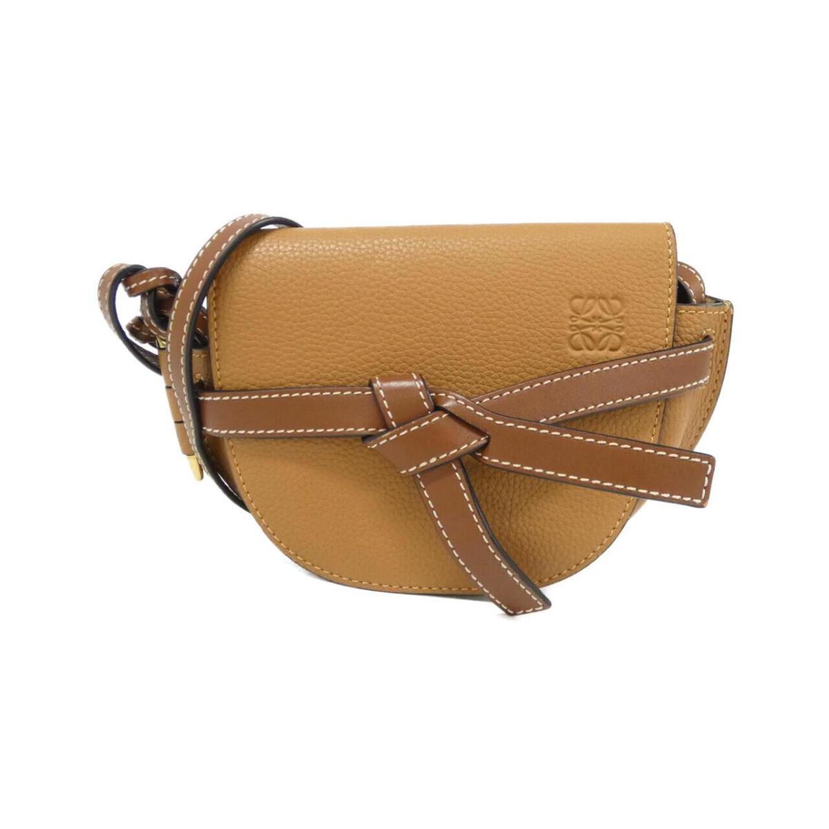LOEWE ミニゲート レザー ショルダーバッグ ブラウン ロエベ ミニゲートバッグ レザー ショルダーバッグ ブラウン A2323265