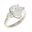 【リメイク】PT ダイヤモンド リング 2.023CT H VS2 ペアシェイプ【中古】