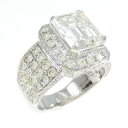 750WG ダイヤモンド リング 5.068CT J VS1 エメラルドカット【中古】