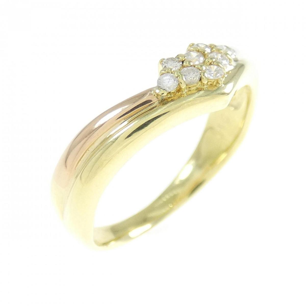 K18YG/PT/K18PG ダイヤモンド リング 0.10CT【中古】