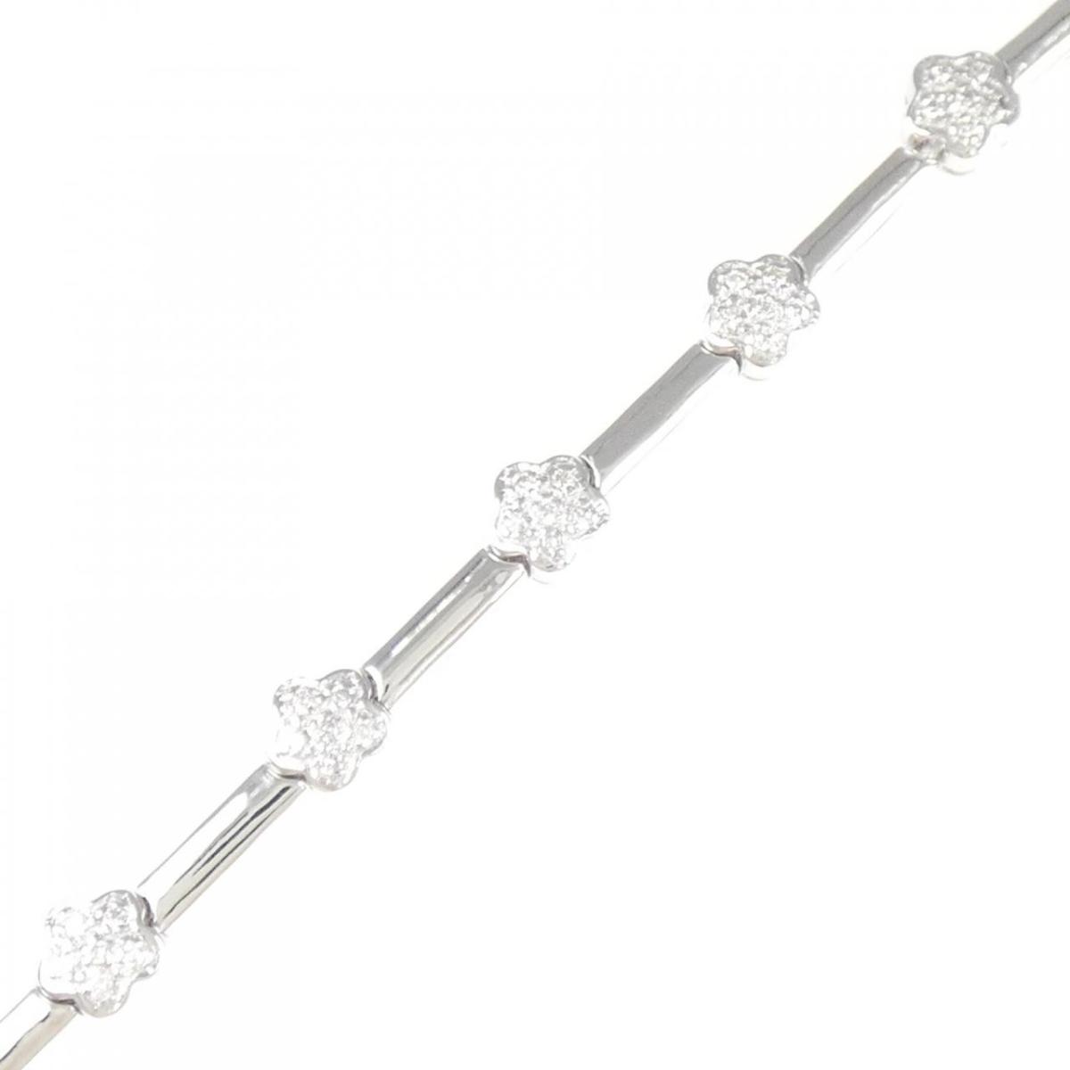 750WG フラワー ダイヤモンド ブレスレット 0.25CT【中古】