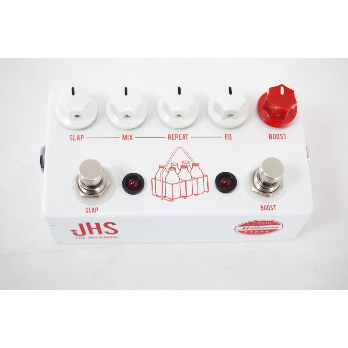 ブースター/エコーのユニークなペダル！商品名:JHS PEDALS　THE MILKMAN通称:エレキ用エフェクター商品ランク:中古品B型式:THE MILKMAN付属品:箱詳細説明:ブースター/エコーのユニークなペダル！ アンプ/エフェクターメーカー『Milkman Sound』のTim Marcusとのコラボモデル！ 少々の傷、小さな打痕はありますが、比較的ダメージは少なくきれいな印象です。在庫店舗:名古屋本店 本館