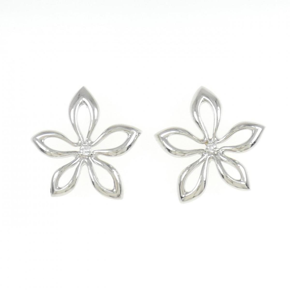 【KOMEHYO】 PT フラワー ダイヤモンド ピアス 0.02CT【中古】 【コメ兵】