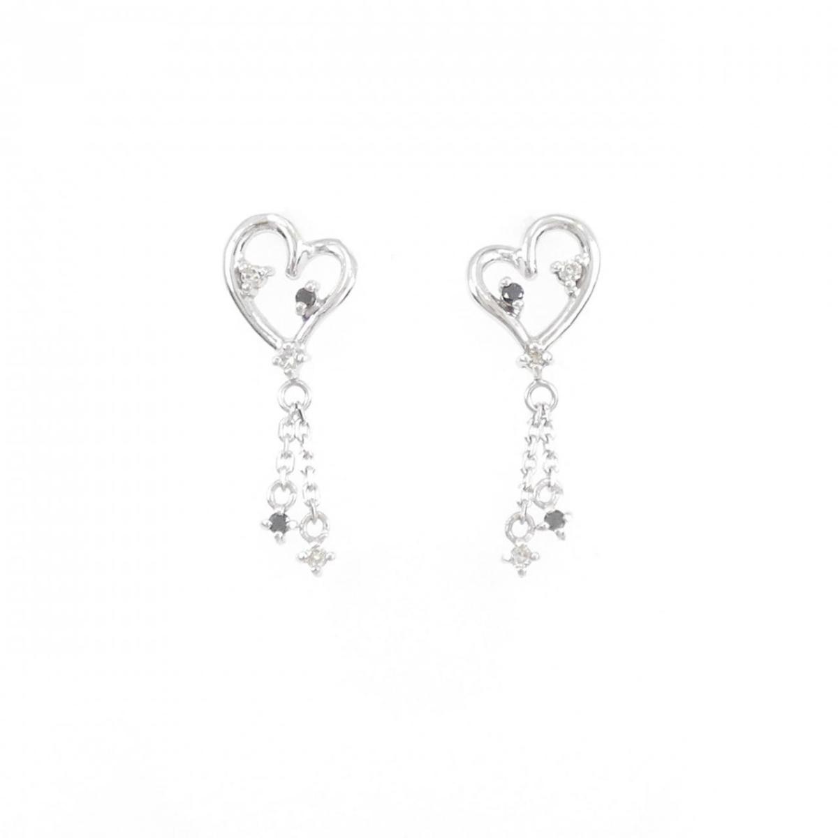 【KOMEHYO】 K18WG ハート ダイヤモンド ピアス 0.10CT【中古】 【コメ兵】