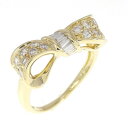 K18YG リボン ダイヤモンド リング 0.50CT【中古】
