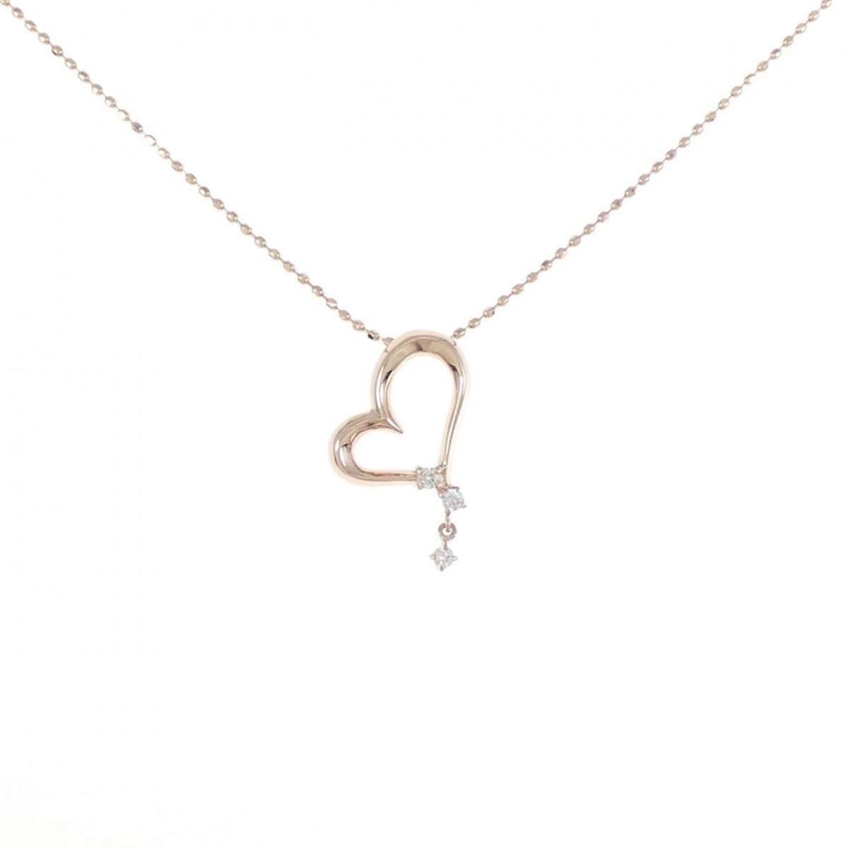 【KOMEHYO】 K10PG ハート ダイヤモンド ネックレス 0.04CT【中古】 【コメ兵】