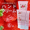 いちご ハンドクリーム さらさら べたつかない 速乾タイプ 人気 イチゴフローラル いい香り リラックス ボタニカル 自然由来 100%国産いちご やさしい処方 イチゴハンドクリーム 50g×6本