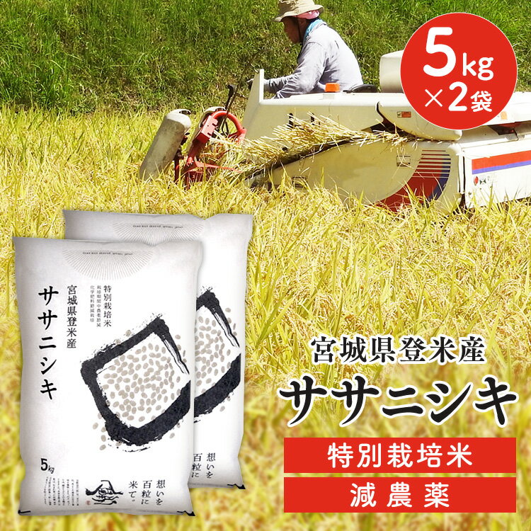 白米 米 令和5年産 送料無料 宮城県産 ササニシキ 特別栽培米 10kg（5kg×2）減農薬米 ささにしき 10キロ 減農薬 ご飯 ごはん お米 おこめ コメ 米10キロ お米10キロ 米10kg 宮城県産ササニシキ【TD】【TRS】【メーカー直送品】