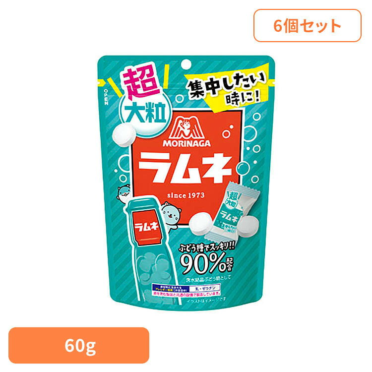 【6個】超大粒ラムネ60g 森永 ラムネ 超大粒 ブドウ糖 個包装
