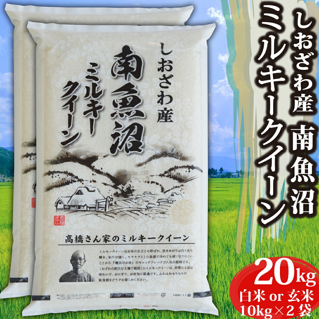 米 令和5年 新潟県南魚沼産 ミルキークイーン 玄米 20kg 精米無料 出荷当日精米【10kgごとに精米方法が選べる】 単一原料米 米 おこめ お米 玄米 白米 20キロ うおぬま 低アミロース米 もち米並にもちもち甘い 絶品米 送料無料 【12時までのご注文は当日出荷】