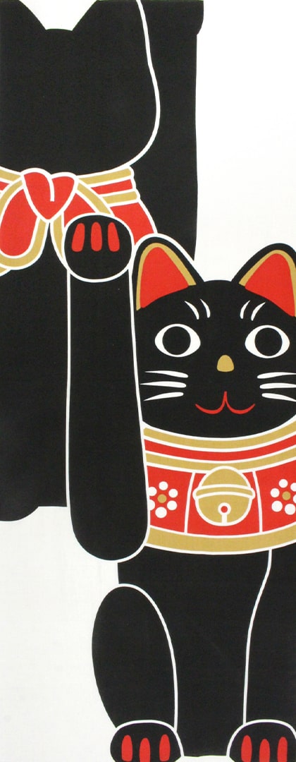 手ぬぐい 黒招き猫 ネコ 猫 ヤギセイ てぬぐい 捺染 片面染め 日本製 手拭い YST-047