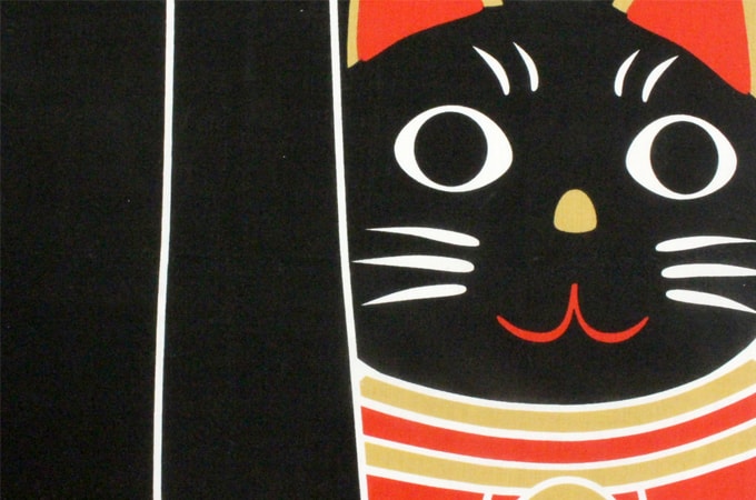 【9/4~9/11 15%OFF】手ぬぐい 黒招き猫 ネコ 猫 ヤギセイ てぬぐい 捺染 片面染め 日本製 手拭い YST-047【メール便6点まで】