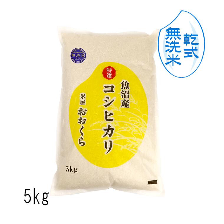 お米 5kg 無洗米 （ 乾式 ） 魚沼産 コシヒカリ （ 特選 ）（令和5年産） 5kg 【 送料無料 】