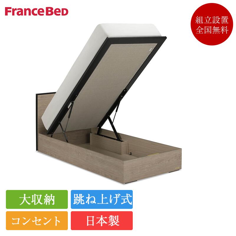 【セット特価】フランスベッド ベッド シングル BG-001 跳ね上げ式収納 高さ30cm TW-010α | 正規品 フランスベッド製 シングルベッド マットレス付き マットレスセット ベッドセット コンセント付き おしゃれ 収納 大容量 大収納 跳ね上げ bg-001 tw-010α 1