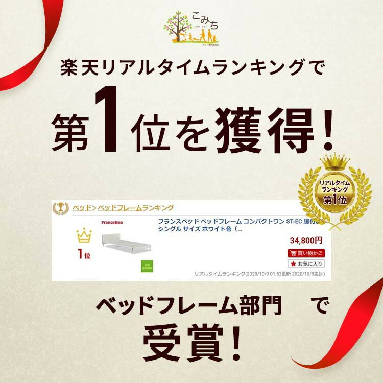 フランスベッド ベッドフレーム コンパクトワン ST-EC 脚付き シングル ホワイト色(フレームのみ) | 正規品 フレーム シングル スチール 白 ホワイト 脚付き 安い 子供 簡単 ベッド 一人暮らし コンパクトワン