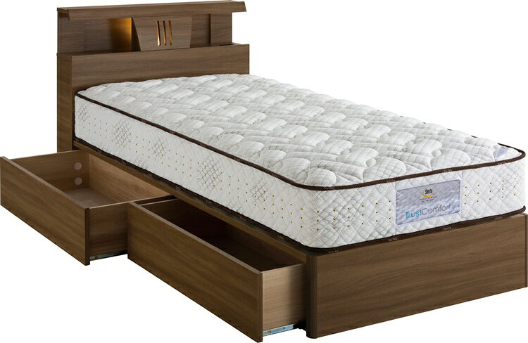 サータ ベッドフレーム パーソナルシングル ハリウッド4001 引き出し付き | 正規品 serta ベッド シングルベッド シングルフレーム フレーム のみ 日本製 国産 F4スター 宮付き 棚付き 照明付き コンセント付き 収納付き 収納ベッド [2]