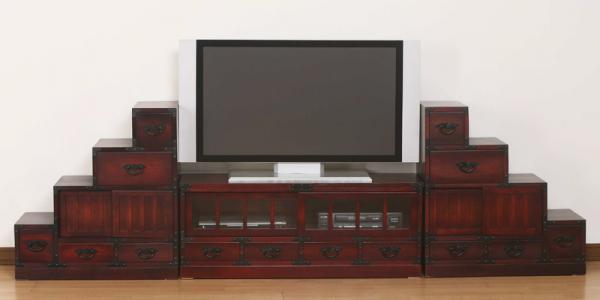 ＼本日P6倍!300円クーポン／民芸調 階段箪笥 左下がり 完成品カタログ通販で実績多数!民芸調の伝統美 64733 和家具