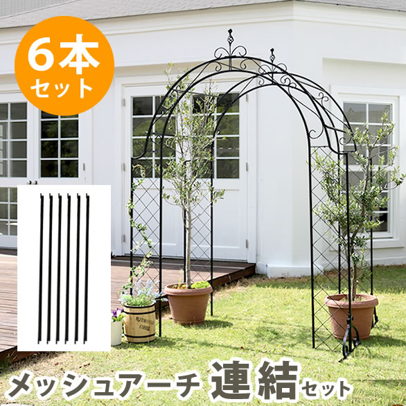 ＼300円引きクーポン進呈／メッシュアイアンアーチ 連結用ポール6本セット IPN-7976アーチ イングリッシュガーデン イルミネーション オープンカフェ カフェ 玄関 アプローチ DIY IPN-7976 エクステリア アーチ 天然木 イングリッシュガーデ