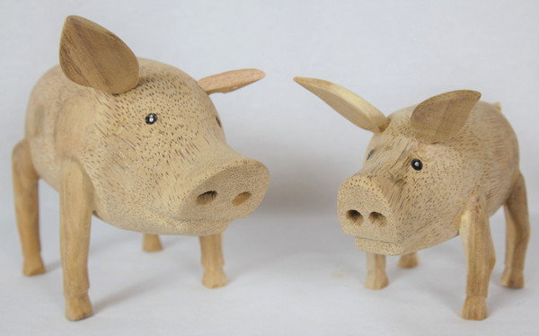 お部屋の可愛いインテリアにバンブーブタ M/Lセット 00264014 64015 雑貨 インテリア 動物 豚 バンブー 小物 お洒落 可愛い セット ガーデンアクセサリー オーナメント オブジェ