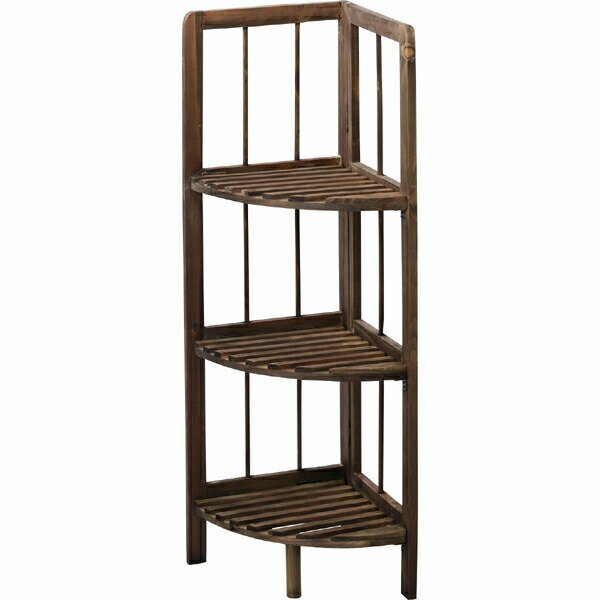 ＼300円引きクーポン配布／ フォールディングシェルフ　コーナー 収納家具 本棚・ラック・カラーボックス ウォールシェルフLFS-365BR 天然杉オープン 収納 ブラウン レトロ感