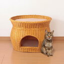 \300円引きクーポン配布/ ラタンキャットハウス 2段ベッドタイプ 猫用品 キャットタワー03646 夏 涼しい 冬 暖かい 籐 通気性 心地よい クッション...