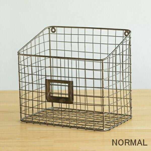 生活雑貨 収納用品 かご バスケット ienowa サイクルワイヤーバスケット ノーマル201200657 アンティーク調 レトロ感 スッキリ 直線的