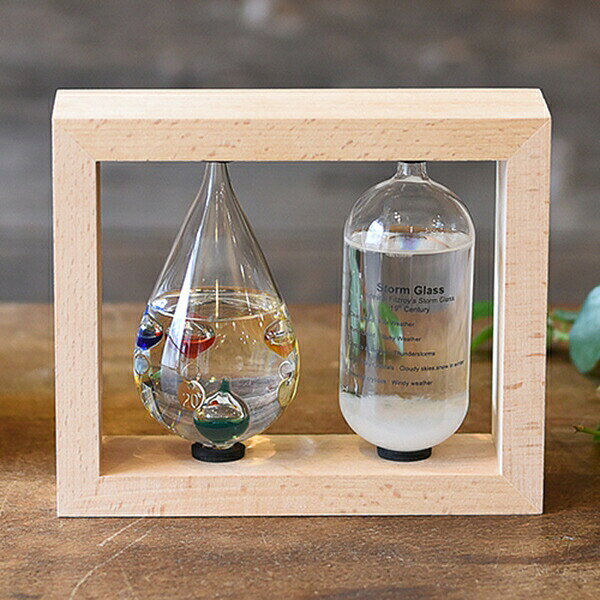 温度計 湿度計 温度計&ストームグラス ナチュラルフレーム Fun Science333-272 プレゼント お祝い 置物 オブジェ インテリア 小物 おしゃれ [2]