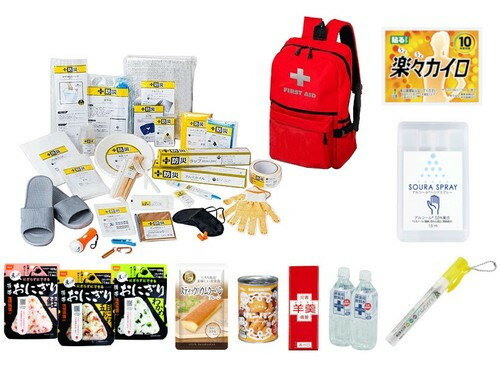 防災関連グッズ 防災セット・非常用持ちだし袋 防災士が選んだ防災用品 41点セット (レッド)FL-2594 a28555 防災セット 防災用品 災害時のサムネイル