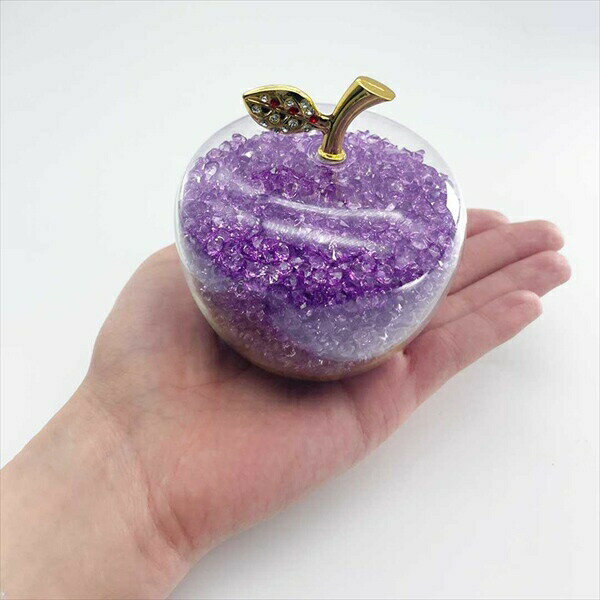 占い 開運 風水 パワーストーン 開運インテリア ガラスインテリア パープル りんご20230123-2552 インテリア りんご 置物 ガラス ジルコニアスト...