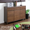 収納家具 キャビネット・コンソール ANGRY ウォルナット材を使ったリビングボード 幅115cmci-0009 完成品 引き出し 新生活 天然木 茶色 ラバー...