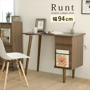 \300円引きクーポン配布/Runt パソコンデスク 幅94cm デスク パソコンデスクTRT-0005 コンパクト 木製デスク 北欧 おしゃれ pcデスク l字 ワークデスク 引き出し付きシンプルデスク 大人 ダーク ブラウン(3)