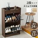 \300円引きクーポン配布/ 【ランキング獲得】 スリムで大容量 シューズラック 2段タイプ 収納家具 玄関収納 シューズラックRSR-1704 薄型 厚みなし...