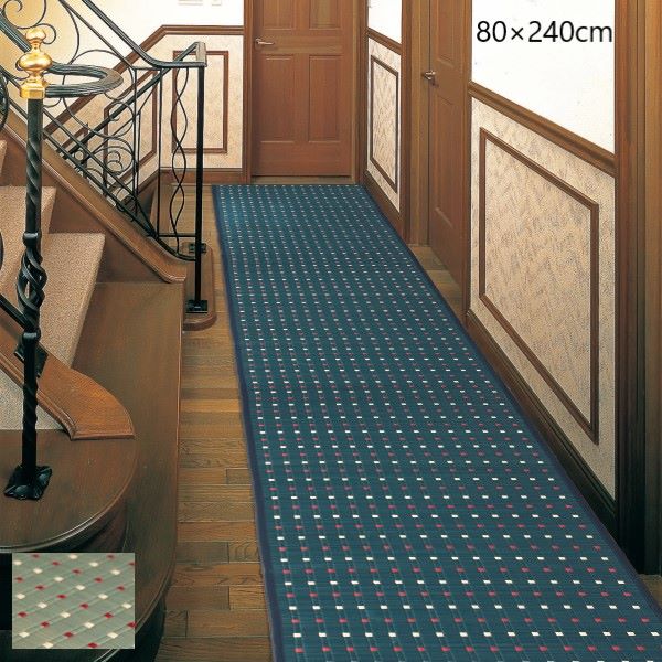\300円引きクーポン配布/ 掛川織 い草廊下敷 十和田 80×240cm カーペット・マット・畳 マット 廊下敷き・階段マット12007933 日本製 ブラック グレー 国産 い草