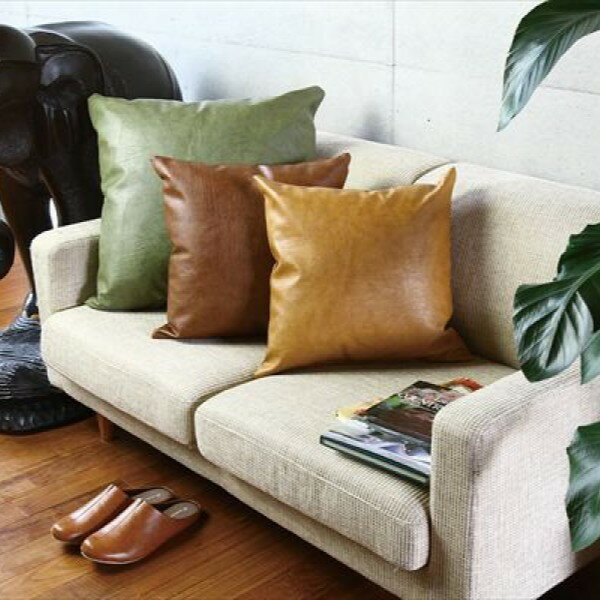 クッション・座布団 クッションカバー PVCレザークッションカバー「ニューバロン」ヴィンテージ 45×45c..