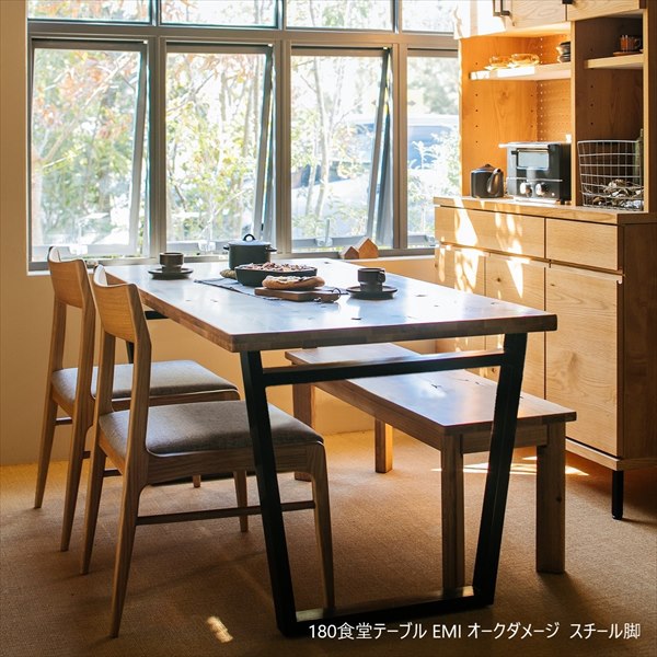 \本日300円クーポン配布/180食堂テーブル EMI オークダメージ スチール脚 テーブル ダイニングテーブル201200468-201200457 2012...